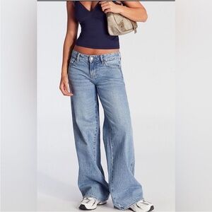 PacSun Casey Low Rise Baggy Wide Leg Jeans Women's 34 SHORT Blue Denim NWT